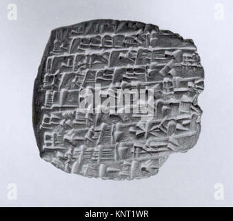 Un frammento di tavoletta cuneiforme, catalogato MET ME58 108 324805, contenente una lettera privata, che illustra le pratiche di scrittura e la tenuta di registri amministrativi nell'antica Mesopotamia. Foto Stock