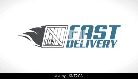 Consegna rapida concetto - fast consegnato il logo del pacchetto - stock illustrazione Illustrazione Vettoriale