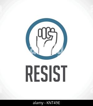 Logo - Concetto di resist - pugno come simbolo di resistenza - stock illustrazione Illustrazione Vettoriale