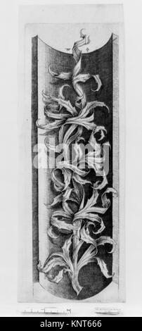 Ornamento decorativo con motivi a foglia stilizzata, utilizzato in decorazioni architettoniche o artistiche, conservato nella collezione MET. Foto Stock