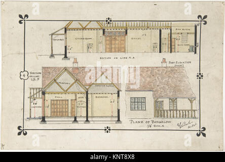 Bungalow disegno -- Western elevazione e interior incontrato DP804279 364380 Foto Stock