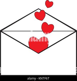 Lettera d'amore per il San Valentino o il giorno di San Valentino Cuori di cuore o del concetto di forme per amore passione valentine Valentines Day isolati su sfondo bianco Illustrazione Vettoriale