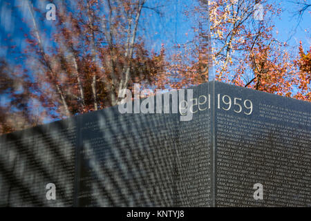 Il Vietnam Memorial Wall Sky nomi di riflessione alberi ore diurne Foto Stock