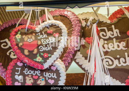 Gingerbread cuore tedesco Ti Amo Oktoberfest Volksfest Foto Stock