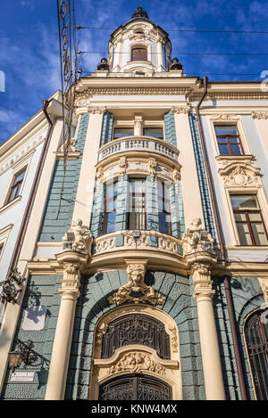 Tenement House su Olha Kobylianska Street in Chernivtsi (Polacco: Czerniowce) Città, centro amministrativo di Chernivtsi Oblast, in Ucraina occidentale Foto Stock