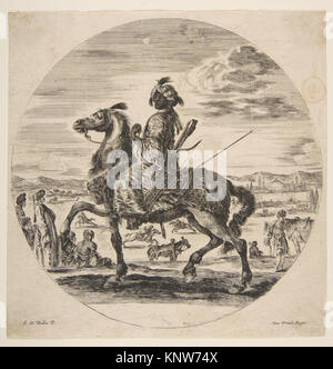 Un cavaliere moresco rivolta verso sinistra, in piedi e seduto Turchi nella terra di mezzo e gli altri cavalieri in background, da 'figure a cavallo' (Cavaliers nC3A8gres, polonais et hongrois) SODDISFATTE DP817534 375827 Foto Stock