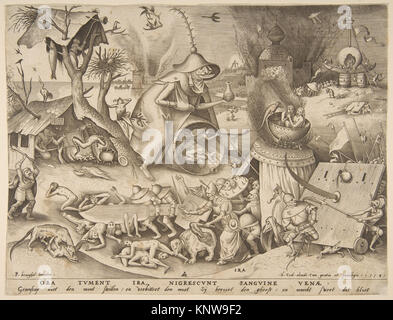 Questa incisione intitolata "Anger (Ira)" del 1558 fa parte della serie Seven Deadly Sins di Pieter van der Heyden dopo Pieter Bruegel il Vecchio. Il foglio misura 22,5 x 29,7 cm. Si trova al Metropolitan Museum of Art di New York, acquisito attraverso il Rogers Fund nel 1918. La stampa mostra dettagli espressivi, immagini simboliche e contrasto tonale caratteristico dell'arte olandese della metà del XVI secolo. Foto Stock