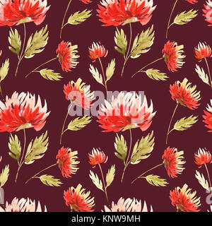 Carino motivo floreale in aster fiore. Motivi casuali sparsi. Seamless texture. Elegante modello per stampe di moda. La stampa con fiori di colore rosa. Sfondo di colore viola. Foto Stock
