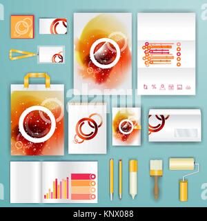 Corporate identity il modello con gli elementi di colore. Società di vettore di stile aziendale per video Ã ¨, report e linee guida. Illustrazione Vettoriale