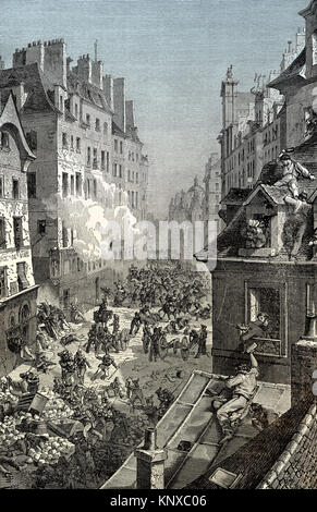 La Rivoluzione Francese del 1830, luglio Rivoluzione, rue Saint-Antoine, Parigi Foto Stock