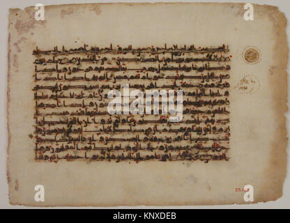 Portafoglio di manoscritti dell'Egitto del IX-X secolo, con inchiostro su pergamena e scrittura calligrafica come parte di un codice Corano. Foto Stock