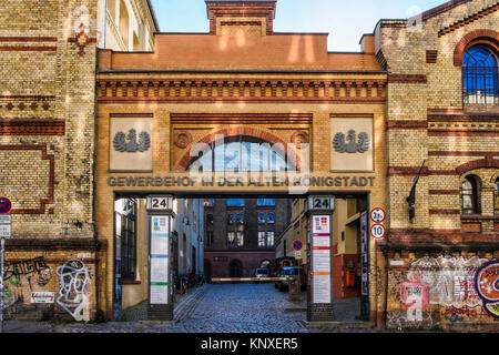 Berlino, Prenzlauerberg, ex birreria Königstadt. Le società residenti modulo co-operative e acquista edificio nel 2003.ora in fase di restauro,rinnovato Foto Stock