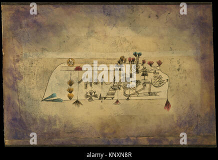 MET DT5835 è l'opera d'arte "All Souls" Picture" di Paul Klee del 1921, che utilizza l'acquerello e l'inchiostro di stampa trasferito su carta, illustrando un design modernista astratto ed espressivo. Foto Stock