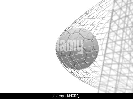 Pallone da calcio segna un punto in una rete Foto Stock