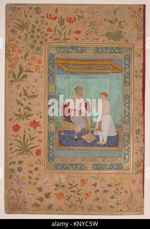 A Shah Jahan album folio che mostra Jahangir con il suo visir i'timad al-Daula, catalogato come sf55-121-10-23a nella collezione MET, conservato per studio e illustrazione. Foto Stock