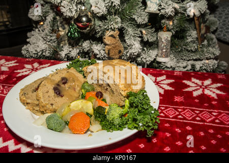 Vegan Tofu la Turchia è servita per la cena di Natale Foto Stock