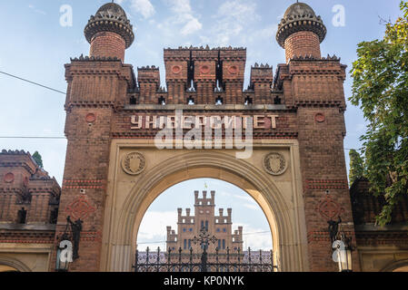 Ingresso principale di Yurii Fedkovych Chernivtsi National University in Chernivtsi (Polacco: Czerniowce) città in Ucraina occidentale Foto Stock