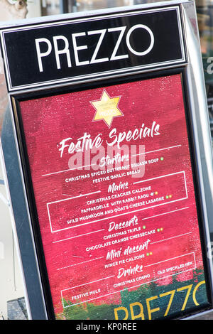 Prezzo Stile Italiano cibo Ristorante Menu uscita pannello pubblicitario Foto Stock