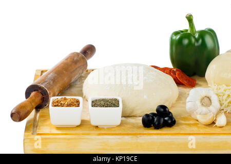 Perno di rotolamento di pasta e pizza ingredienti Foto Stock