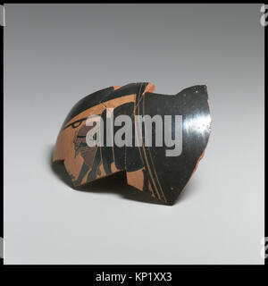 Ingresso duplicato: Frammenti di anfora in terracotta greca, conservati nel Metropolitan Museum of Art, che illustrano antiche tecniche di ceramica. Foto Stock