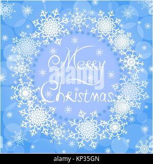 Blu sullo sfondo di Natale di fiocchi di neve Illustrazione Vettoriale