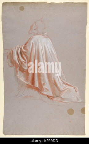 Illustrazione di tendaggi vescovili dal registro inferiore della Cappella di Saint Remi, Sainte-Clotilde, Parigi, 1858, catalogata MET DP812061, mostra le pieghe dei tessuti e la tecnica artistica. Foto Stock