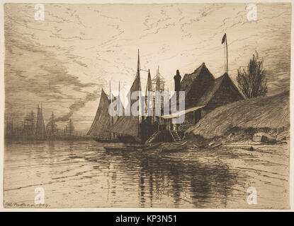 Di sera, il porto di New York ha incontrato DP818556 381008 Artista: Henry Farrer, americano, Londra 1844?1903 New York, sera, il porto di New York, 1884, attacco, Piastra: 9 3/4 ? 13 7/16 in. (24,7 ? 34,2 cm) foglio: 14 1/16 x 18 1/8 in. (35,7 x 46,1 cm). Il Metropolitan Museum of Art di New York. La Edward W. C. Arnold raccolta di New York stampe, mappe e immagini, il lascito di Edward W. C. Arnold, 1954 (54.90.946) Foto Stock