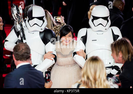 Londra, Regno Unito. 12 Dic, 2017. Kelly Marie Tran assiste la "Star Wars: ultimi Jedi' premiere europeo al Royal Albert Hall il 12 dicembre 2017 a Londra, Gran Bretagna. Credito: Geisler-Fotopress/Alamy Live News Foto Stock