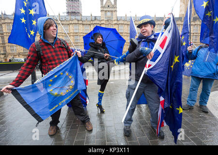 Londra, Regno Unito. 13 Dicembre 2017Anti Brexit, pro manifestanti europei dimostrano al di fuori del parlamento di Westminster ad oggi. La House of Commons dibattito oggi un emendamento alla trattativa Brexit, dando MP è il diritto di voto sul finale di trattativa, dovrebbe diventare sanciti dalla legge. Credito: Vickie Flores/Alamy Live News Foto Stock