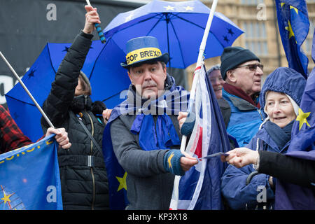 Londra, Regno Unito. 13 Dicembre 2017Anti Brexit, pro manifestanti europei dimostrano al di fuori del parlamento di Westminster ad oggi. La House of Commons dibattito oggi un emendamento alla trattativa Brexit, dando MP è il diritto di voto sul finale di trattativa, dovrebbe diventare sanciti dalla legge. Credito: Vickie Flores/Alamy Live News Foto Stock