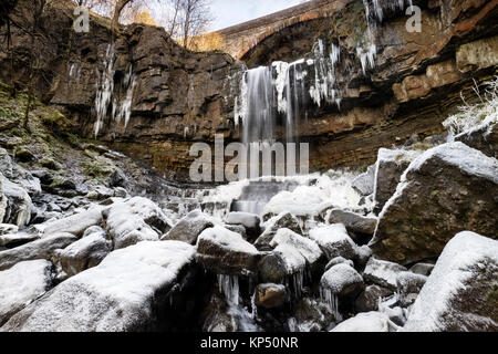 Forza Ashgill, in inverno, Garrigill, Cumbria, Regno Unito Foto Stock