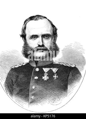 George Re di Sassonia, in tedesco - Friedrich August Georg Wilhelm Ludwig Maximilian Karl Maria Nepomuk Battista Xaver Ciriaco Romanus, 8 Agosto 1832 - 15 ottobre 1904, era un Re di Sassonia della casa di Wettin, al tempo della guerra franco-prussiana o guerra franco-tedesca, Deutsch-Franzoesischer Krieg, 1870 - 1871, digitale migliorata la riproduzione di un originale xilografia dal 1871 Foto Stock