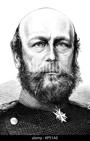 Friedrich Franz II Granduca di Mecklenburg Schwerin, 28 febbraio 1823 -15. Aprile 1883, fu il Granduca del Meclemburgo nel distretto di Mecklenburg-Schwerin,Tedesco-francese campagna del 1870, al tempo della guerra franco-prussiana o guerra franco-tedesca, Deutsch-Franzoesischer Krieg, 1870 - 1871, digitale migliorata la riproduzione di un originale xilografia dal 1871 Foto Stock