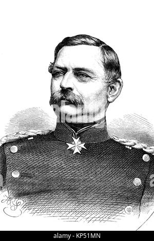 Arnold Karl Georg von Kameke, 14 Aprile 1817 - 12 ottobre 1893, è stato un generale prussiano della fanteria e il ministro della guerra,Tedesco-francese campagna del 1870, al tempo della guerra franco-prussiana o guerra franco-tedesca, Deutsch-Franzoesischer Krieg, 1870 - 1871, digitale migliorata la riproduzione di un originale xilografia dal 1871 Foto Stock