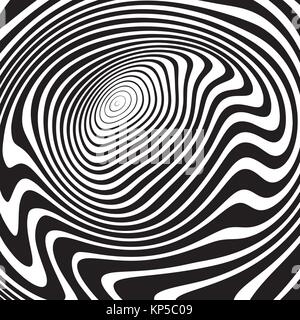 Ondulata nera cerchi concentrici abstract halftone sfondo vettoriale Illustrazione Vettoriale