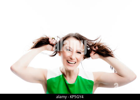 Frau mit langen, braunen Haaren - donna con capelli castani Foto Stock