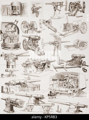 Fine XIX e agli inizi del XX secolo di artiglieria pesante. Da Enciclopedia Ilustrada Segui, pubblicato 1908. Foto Stock