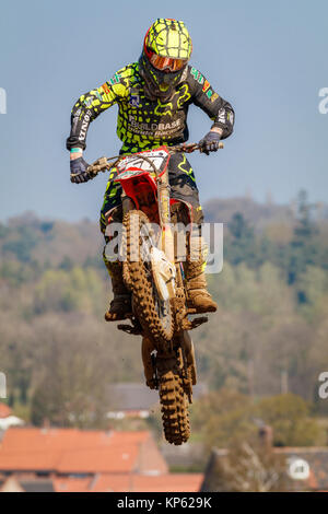 Martin Barr su Buildbase Honda Racing MX2 a Maxxis British Motocross, Lyng, Cadders Hill, Norfolk, Regno Unito. Foto Stock