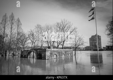 Vista delle inondazioni lungo il Cincinnati Riverfront. © 2014 Mark Bealer Studio 66 LLC 513-871-7960 info@studio66foto.com www.studio66foto.com Foto Stock