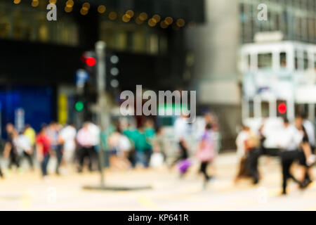 Occupato attraversamento pedonale a Hong Kong Foto Stock