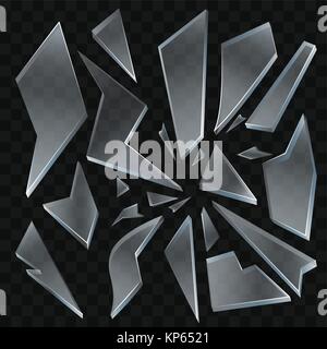 Rotture di cocci di vetro - moderno vettore isolato realistico clip art Illustrazione Vettoriale