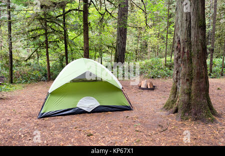 2 Persona tenda camping alberato lanca Parco Regionale Foto Stock