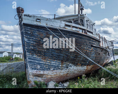 Barca abbandonati, Marie Joseph, Nova Scotia, Canada. Foto Stock