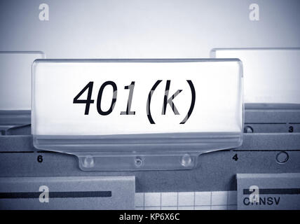 401k cartella registro indice - le pensioni di anzianità e di pensione Foto Stock