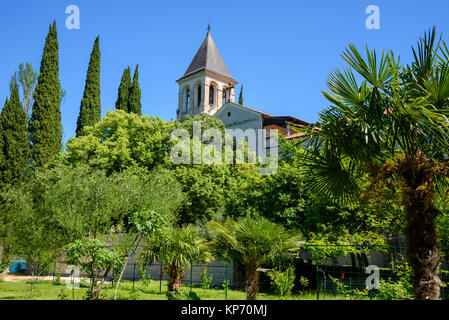 Il monastero in isola di Visovac, Parco Nazionale di Krka, Croazia Foto Stock