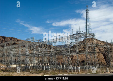 Sottostazione elettrica all' Hoover Dam Nevada, USA. Foto Stock