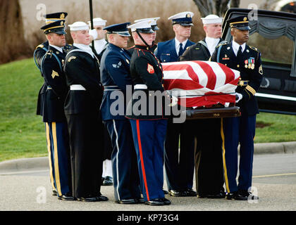 Il giunto per il Dipartimento della Difesa la Guardia d'onore porta Ex Presidente Gerald Ford nel Gerald Ford museo presidenziale durante il suo servizio funebre. Foto Stock