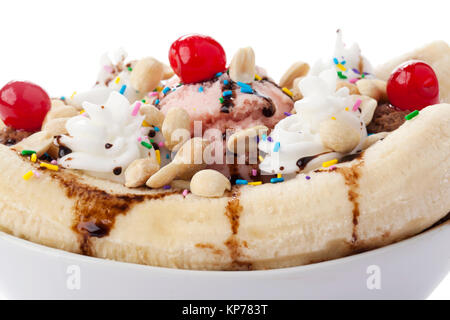 Chiuso fino banana split gelato Foto Stock