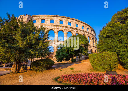 Antico Anfiteatro romano di Pola, Croazia Foto Stock