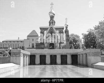 Bianco e nero Cappella russa a Darmstadt Foto Stock